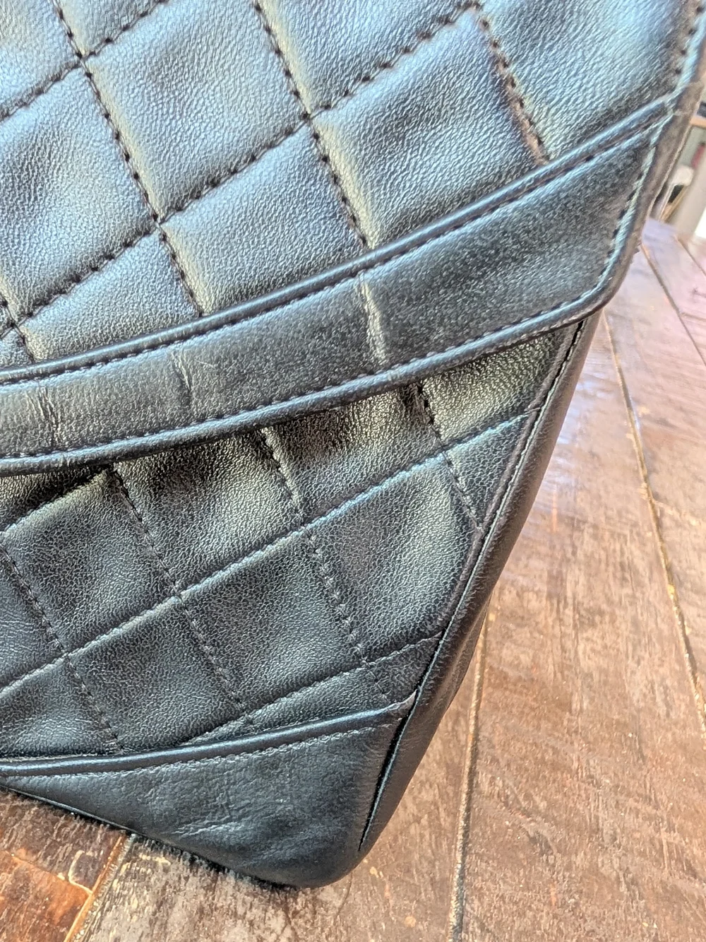 Chanel Vintage Black Quilted Leather Shoulder Bag with Gold Chain